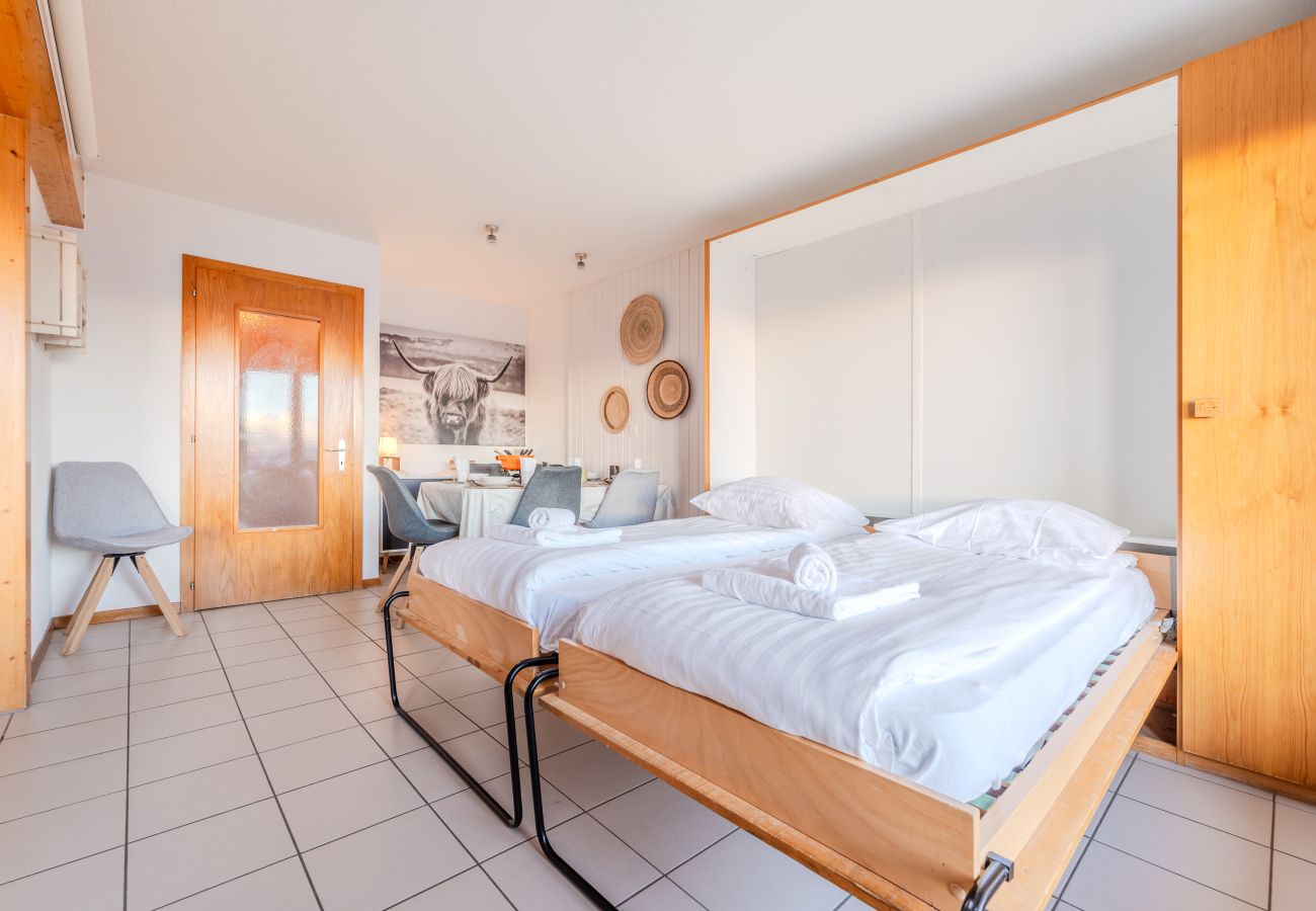 Schlafzimmer Apartment Greppons P 011 in Veysonnaz in der Schweiz