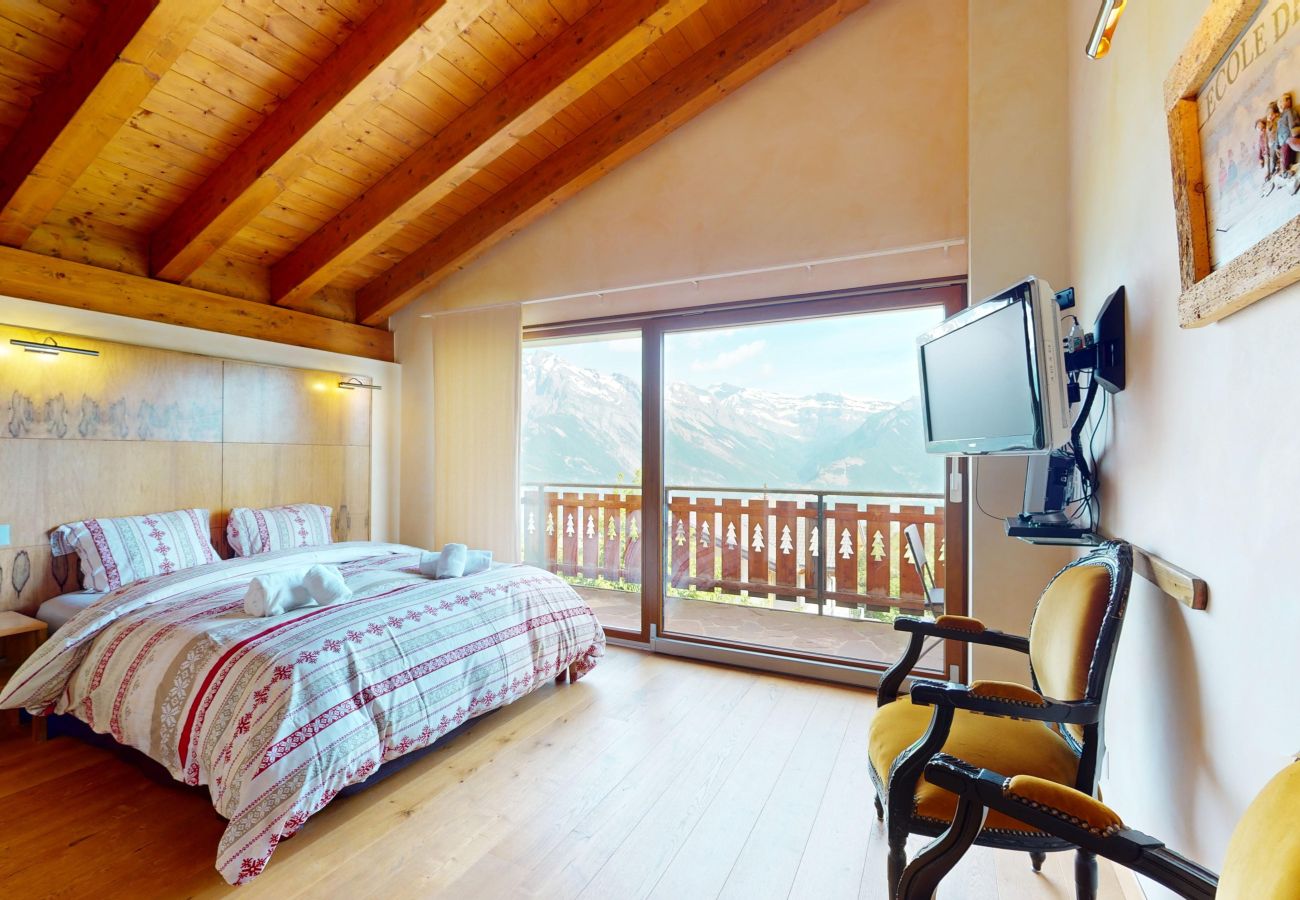 Schlafzimmer Chalet Axaari in Haute Nendaz in der Schweiz